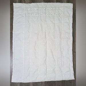Handmade 42”X32” Baby Blanket Crib Quilt Comforter White Eyelet